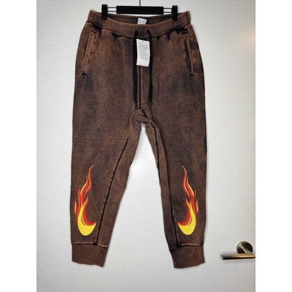 Nike Other - Nike Mens Rust Black Washed Graphic Flames Joggers Sweatpants DZ3054-010 Size L